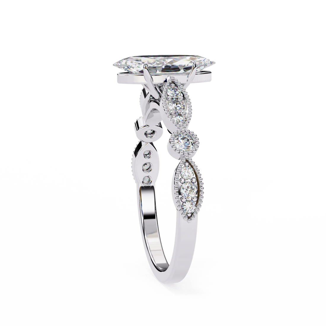 Marquise Cut Lab Grown Diamond Engagement Ring 4