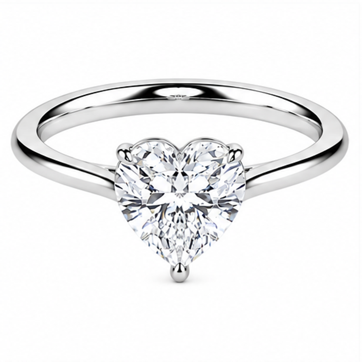 heart cut diamond solitaire white gold front view