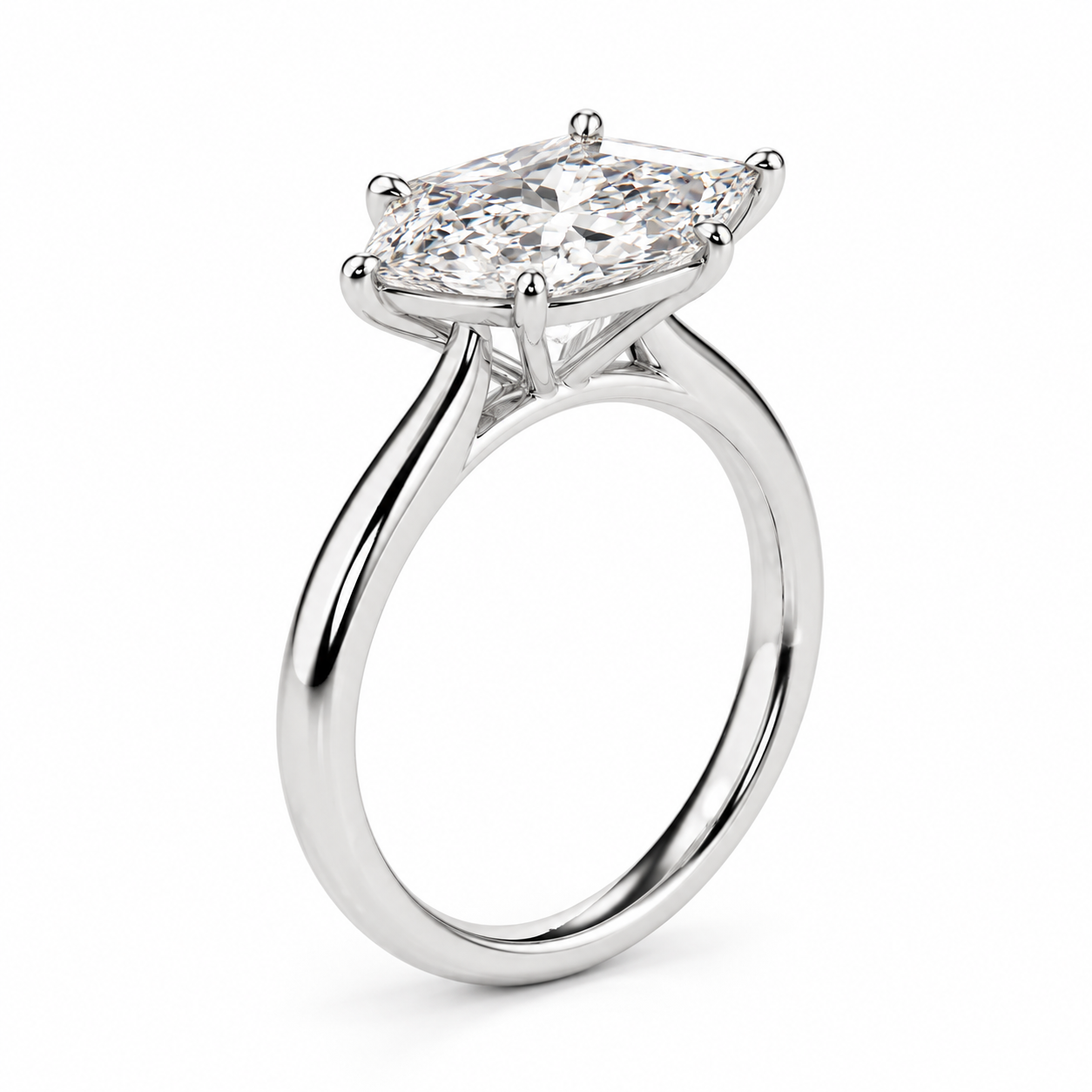 Dutch Marquise solitaire ring – white-angle view