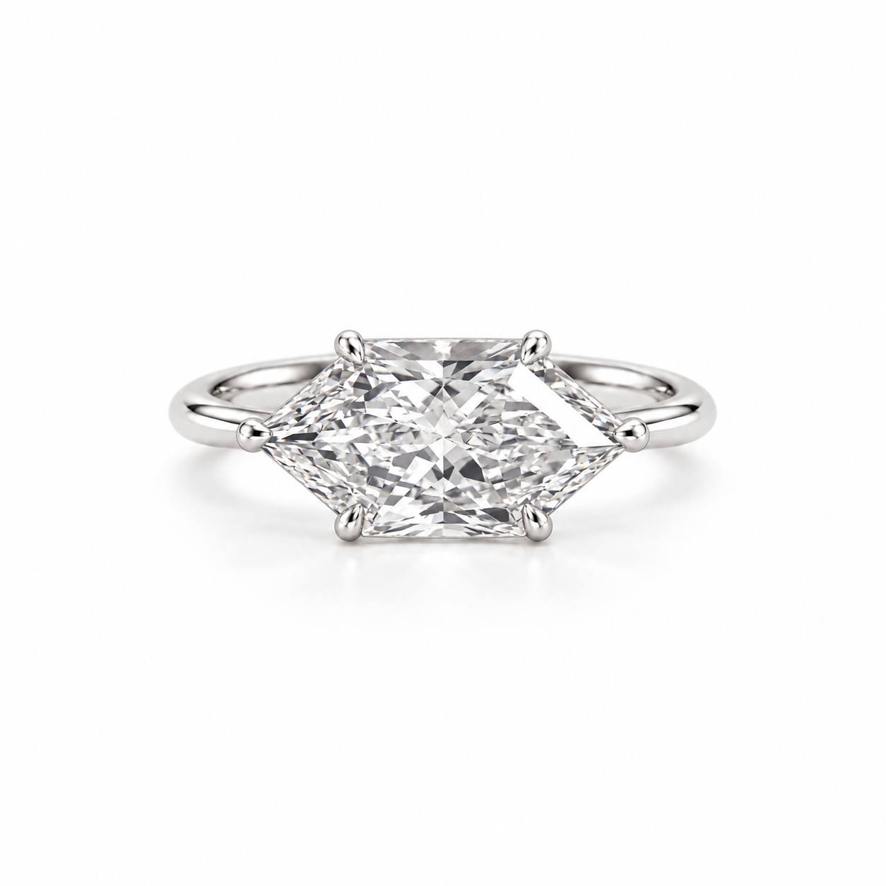 Dutch Marquise diamond solitaire ring – white front view