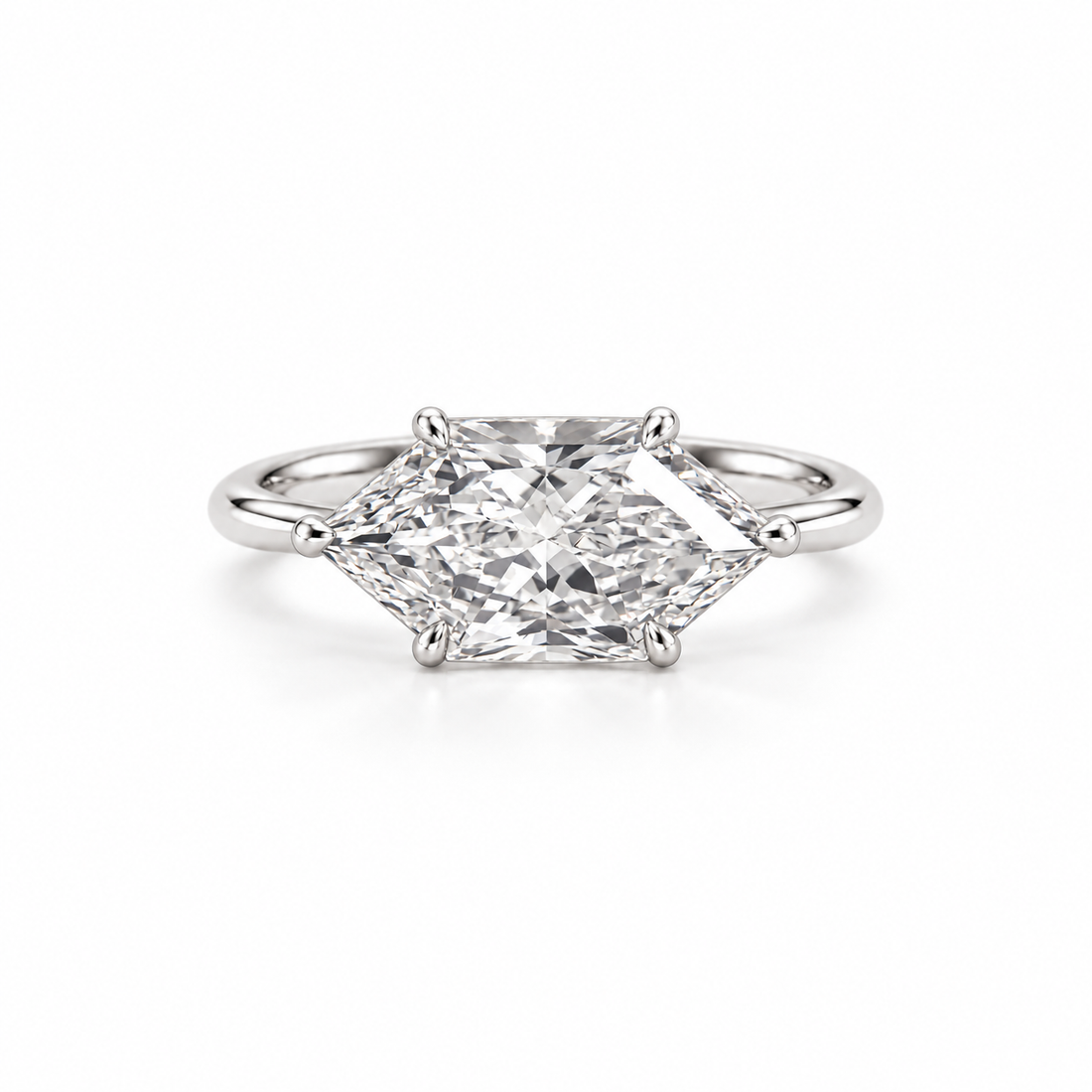 Dutch Marquise diamond solitaire ring – white front view