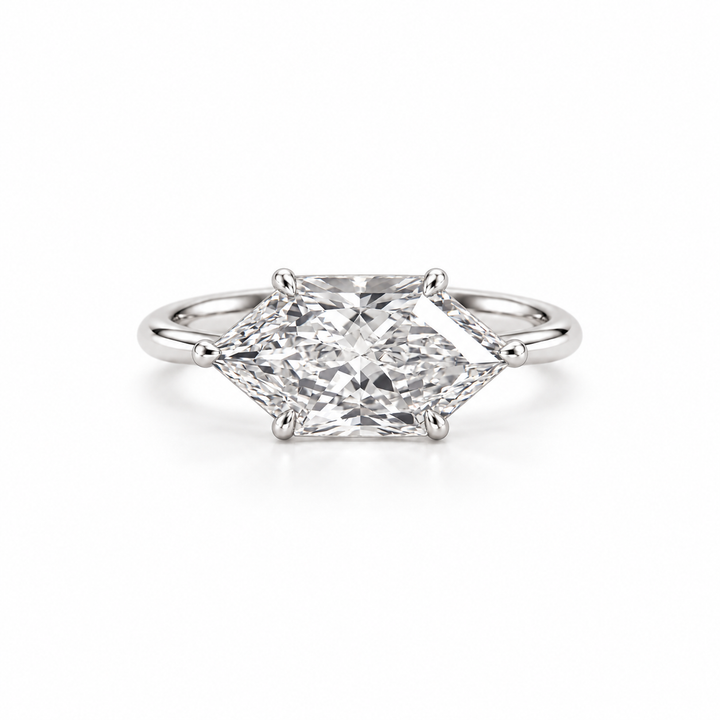 Dutch Marquise diamond solitaire ring – white front view