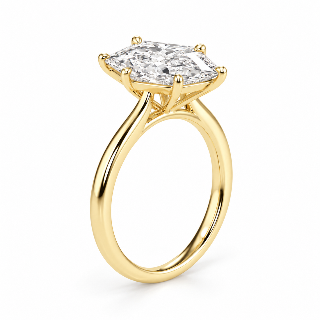 Dutch Marquise solitaire ring – yellow-angle view