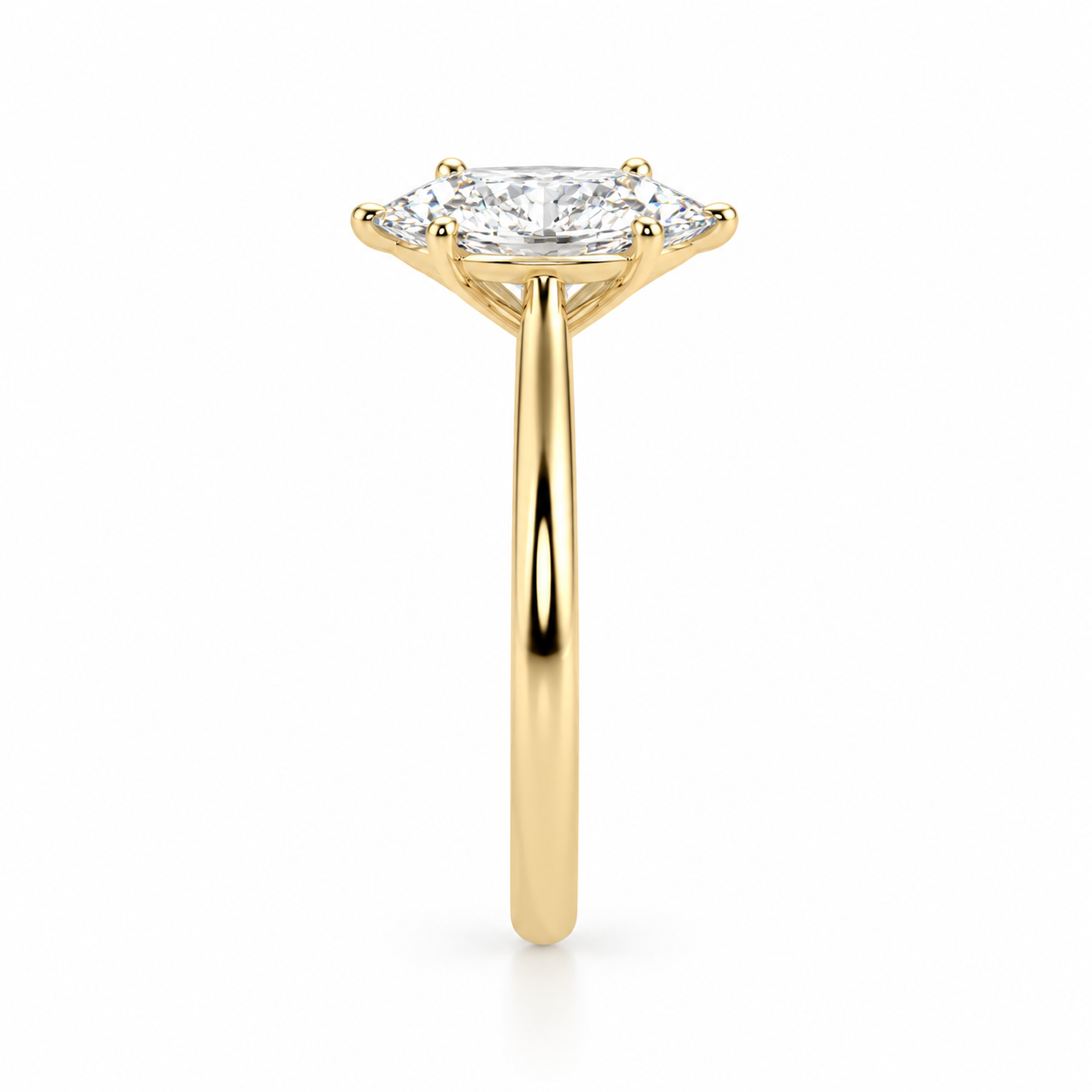 Dutch Marquise solitaire ring – yellow-edge view