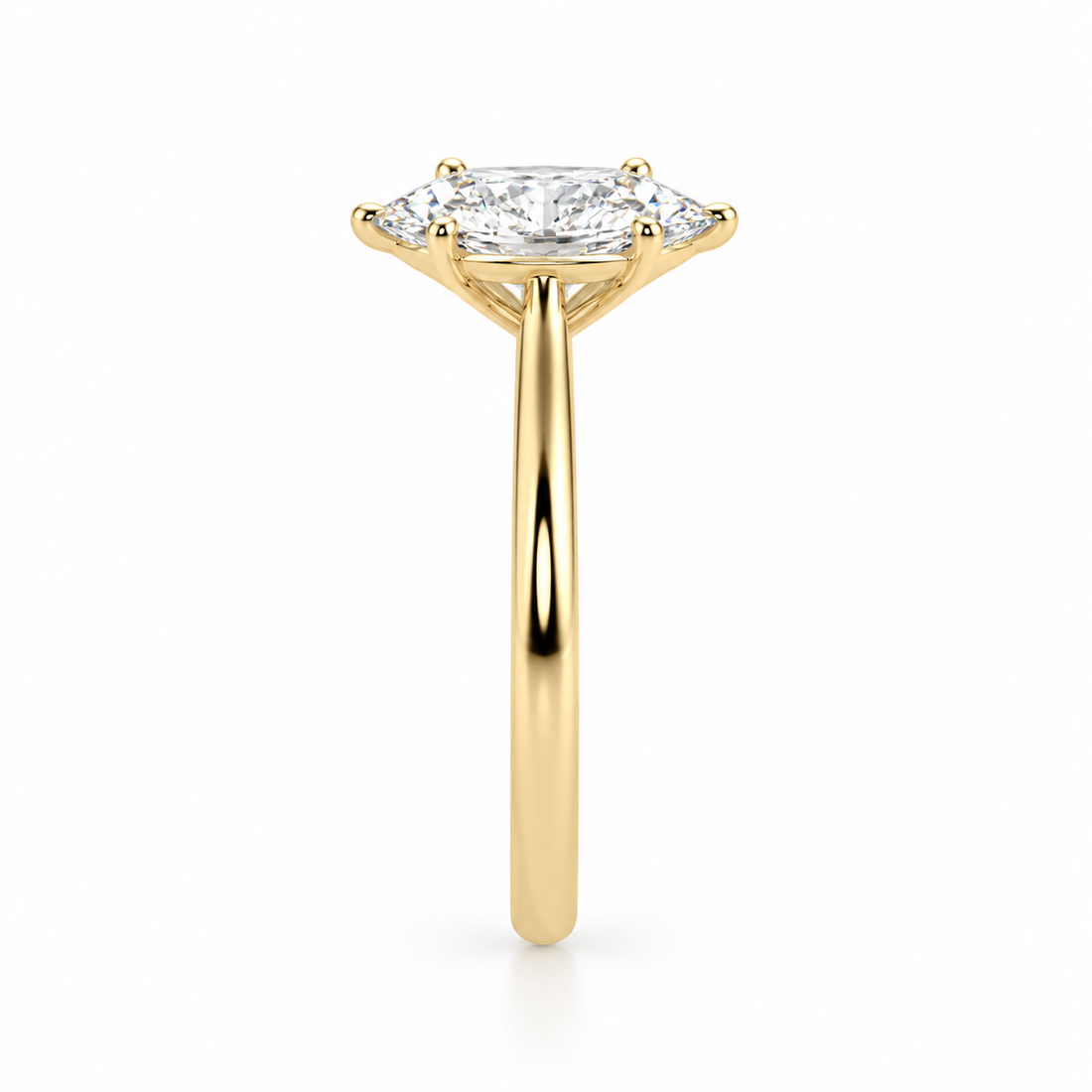 Dutch Marquise solitaire ring – yellow-edge view