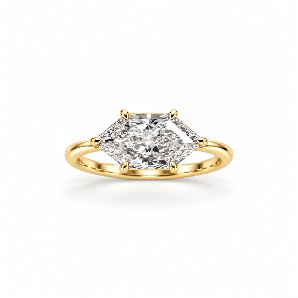 Dutch Marquise diamond solitaire ring – yellow front view