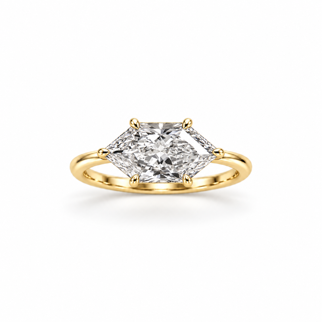 Dutch Marquise diamond solitaire ring – yellow front view