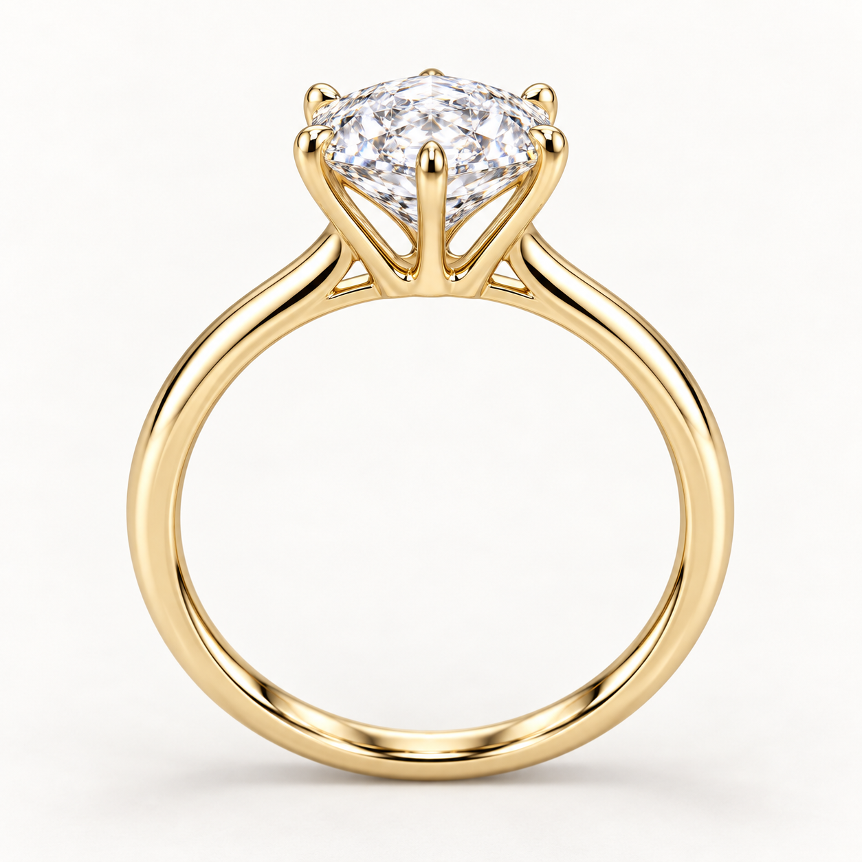Rose-inspired hexagonal diamond solitaire ring yellow-side