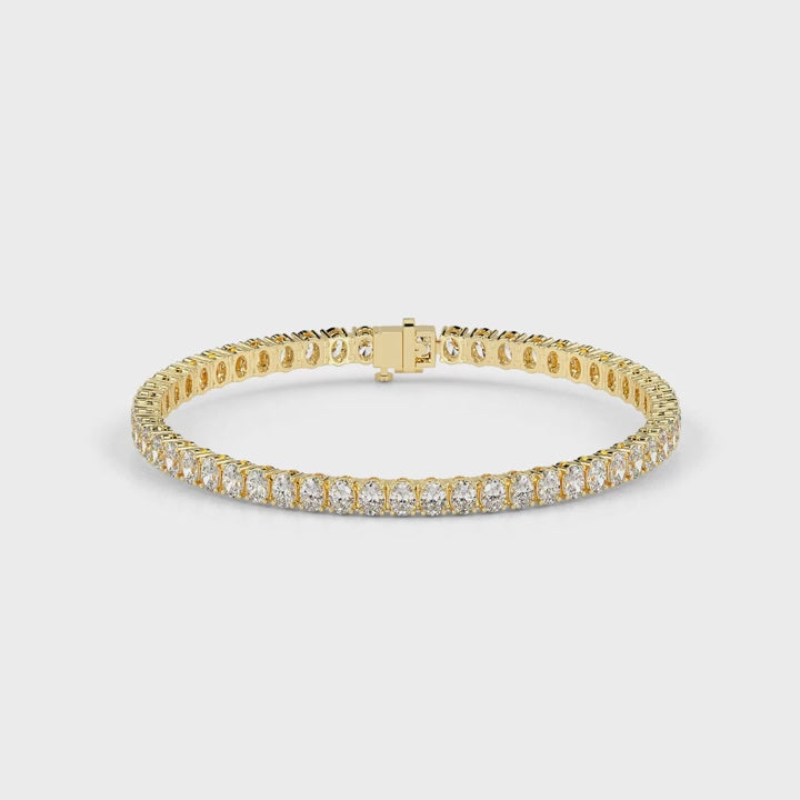 14K Gold Oval Cut Tennis Bracelet – Elegant Diamond Bracelet for Women