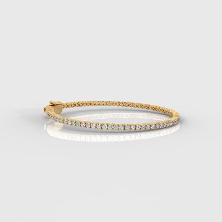 18K Gold Plated Tennis Bracelet with Round Stones – Elegant Sparkling Link Bracelet for Women
